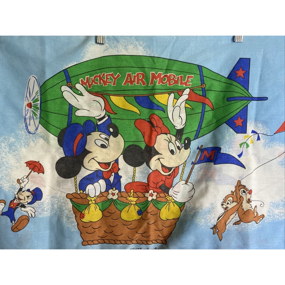 Disney Pillowcase Kids Standard Blue Excellent Mickey Air Mobile Vintage Blimp